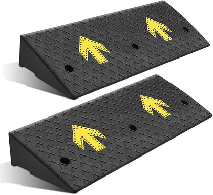 DNA MOTORING 2pcs 5.3" Rise Rubber Arrow Curb Ramp Heavy Duty Loading Threshold by DNAMOTORING