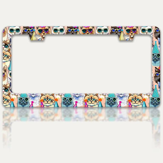 Funny Cat License Plate Frame Pet Cartoon License Plate Holders Stainless Steel by RTINRAN