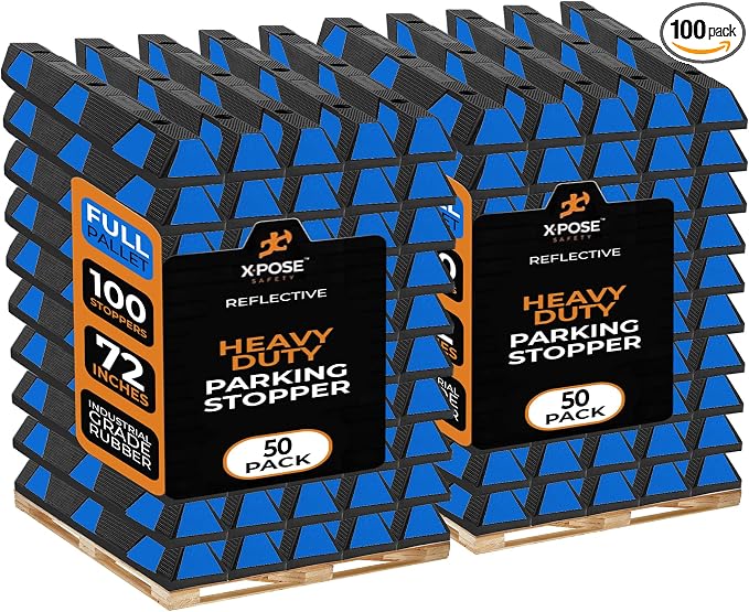 Xpose Safety 72" Heavy Duty Rubber Parking Stopper – Bulk 2 Full Pallets 100 by XposeSafety