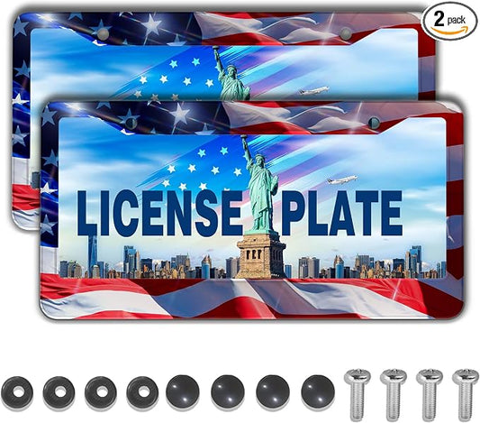 License Plate Frames for Men Multicolor Car Plate Frame for Women American Flag by Unknown