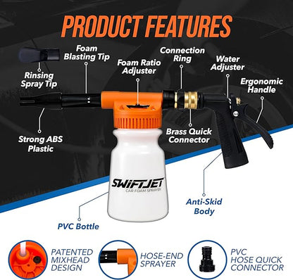 SwiftJet Car Wash Foam Gun + Microfiber Wash Mitt - Image 4