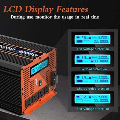 4000 Watt Pure Sine Wave Power Inverter 12V DC to 110V 120V Converter - Image 3