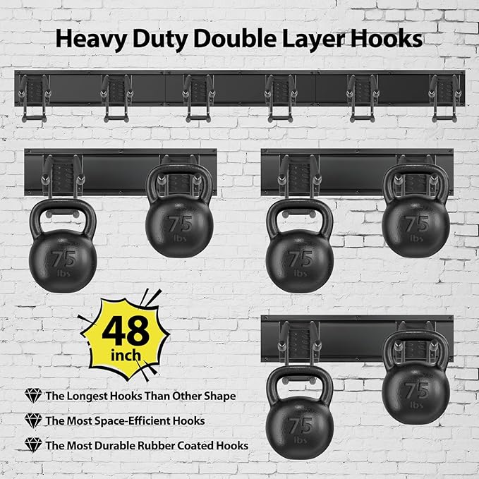 Garage Tool Organizer Wall Mount, 48 Inch Adjustable Garage Tool Storage Rack - Image 2