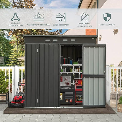 IKERY Galvanized Steel Garden Shed 6' x 4' - Image 2