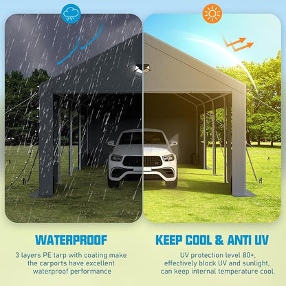 12x20 Carport, Heavy Duty Carport Canopy Garage - Image 6