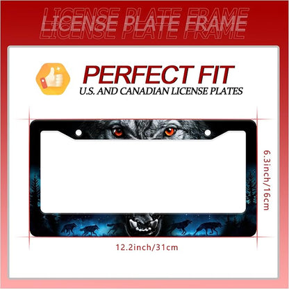 Personalized License Plate Frame Wolf Howling Stainless Steel Accessory Night - Image 2