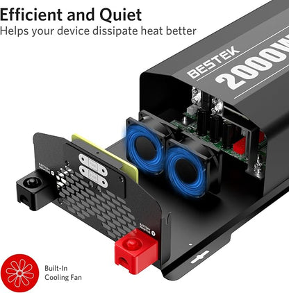 BESTEK 2000 Watt Pure Sine Wave Power Inverter, 12V DC to 110V/120V AC Inverter - Image 3