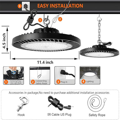 8Pack 250W UFO LED High Bay Light, 30000lm 6000K Daylight 2500W Equivalent - Image 9