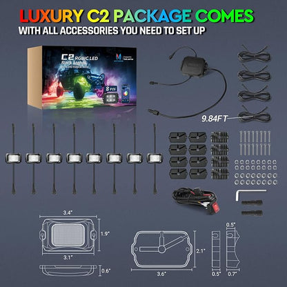 MICTUNING C2 Max RGB+IC Chasing Color LED Rock Lights - Image 6