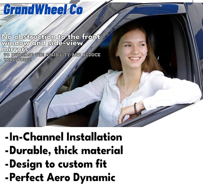 Window Deflectors Smoke Tinted in-Channel Side Window Vent Visor Deflectors - Image 6