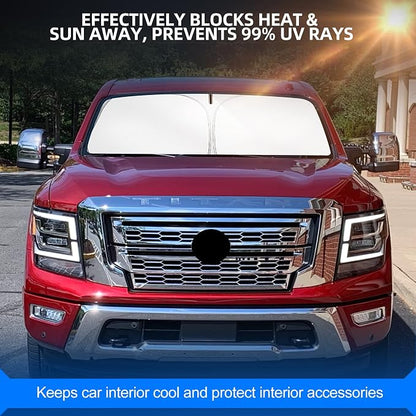 Windshield Sun Shade for Ni-ss-an Titan 2020-2025 Foldable Sunshade Custom Fit - Image 7