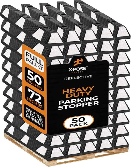 Xpose Safety 72" Heavy Duty Rubber Parking Stopper – Bulk Full Pallet 50 Pack by XposeSafety