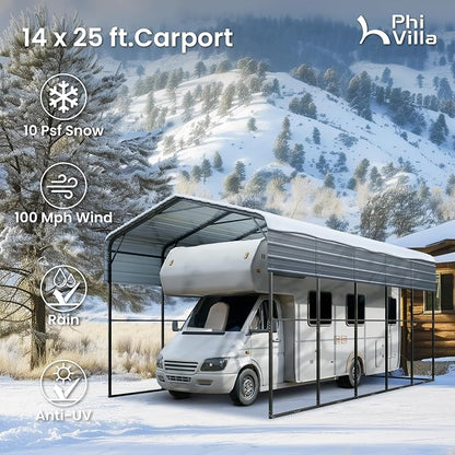 PHI VILLA 25 x 14 ft Heavy Duty Metal Carport - Image 7
