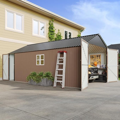 Aoxun 12x20x9.3 FT Shed Outdoor Metal Garage Shed 1700 CUFT Extra Large Storage - Image 9