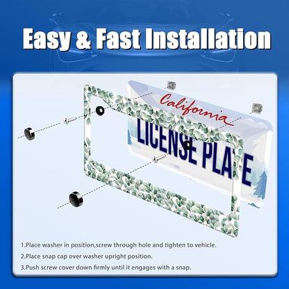 Green Leaf License Plate Frame Colorful License Plate Stainless Steel Funny - Image 3