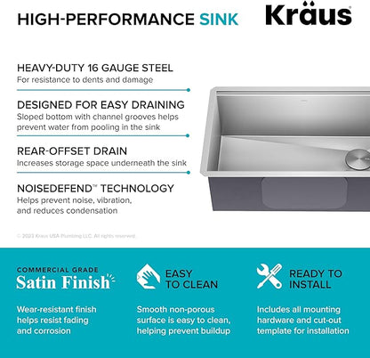 KRAUS Kore Workstation 30-inch Undermount 16 Gauge Stainless Steel Kitchen Sink - Image 11