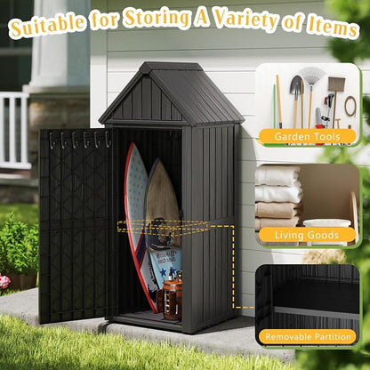 Storage Shed Outdoor Lockable, Waterproof Resin Garden Tool Shed, Heavy-Duty - Image 2