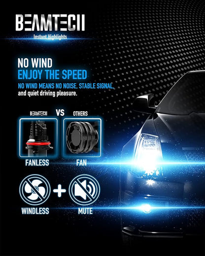 BEAMTECH Bulb, 9007 Fog Light Bulbs Powersports Light Bulb Fanless in Line - Image 3