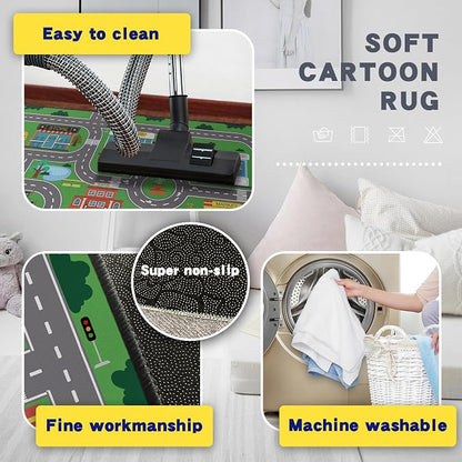 Kids Carpet Playmat Rug for Playroom 5'x 6'6" Toy Car Play Rugs for Bedroom - Image 4