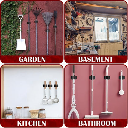 3-H Stainless Steel Broom Holder Wall Mount 15-Pack- Heavy Duty Mop Organizer - Image 5