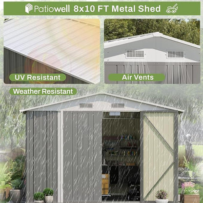 Patiowell 8x10 FT Outdoor Storage Shed - Image 8