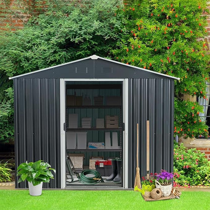 8x10 FT Outdoor Storage Shed, Metal Garden Shed - Image 2