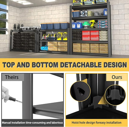 72" H x 48" W x 20" D 5-Tier Heavy Duty Garage Shelving Unit, 3000 LBS Capacity - Image 4