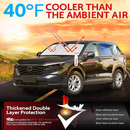 KAYZT Windshield Sun Shade for Honda CRV 2023-2025 2026 CR-V Foldable Sunshade - Image 2