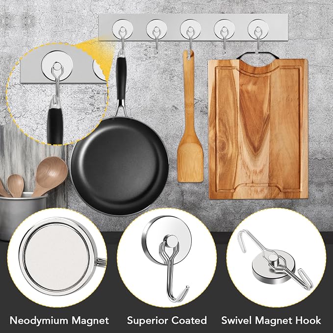 MIKEDE Magnetic Hooks Heavy Duty, 110LB Swivel Swing Strong Magnetic Hooks - Image 6