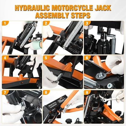 Nilight Motorcycle Lift Jack 1500 LBS Hydraulic Lifts ATV Scissor Jacks - Image 9