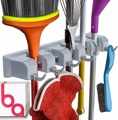 Berry Ave Broom Holder Wall Mount and Garden Tool Organizer, Closet Storage by BerryAve