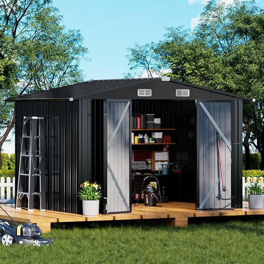 COMHOMA Shed Outdoor Storage Shed Metal, Lockable Doors Tool Sheds by ComHoma