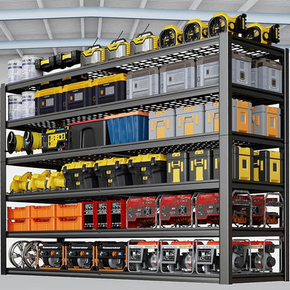 67" W Garage Shelving Heavy Duty, Adjustable 6 Tier Metal Shelves, Commercial by PMKES