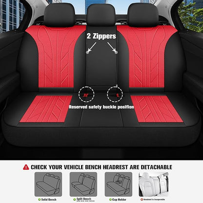CAROMOP Luxury Faux Leather&Fabric Car Seat Covers Full Set - Image 3