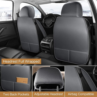 Pariitadin Leather Car Seat Covers Front Pair, Waterproof Breathable Faux - Image 3