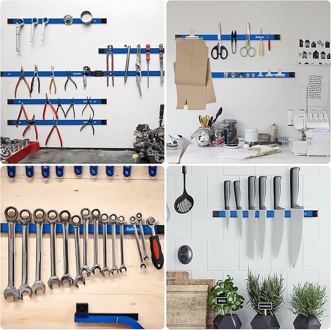 6 Pieces 12" Magnetic Tool Holder Strip, Metal Tool Organizer Rack - Image 6