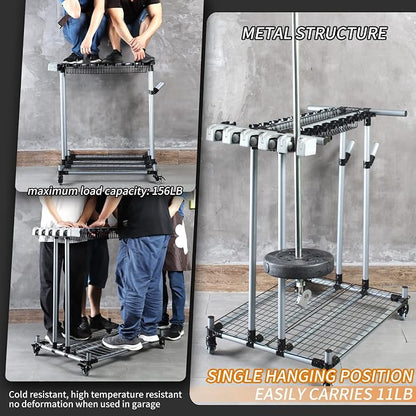 Mobile garden tool organizer metal Garage Storage Holder storage large long - Image 3