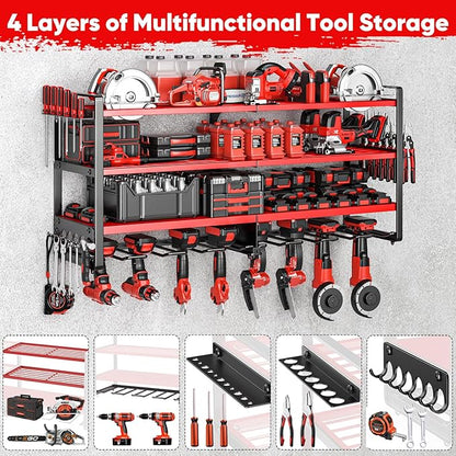 Upgrade Large power tool organizer Wall Mount, 4 Layers Heavy Duty Metal Loads - Image 4