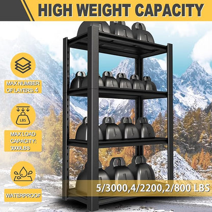 60" H x 40" W x 20" D 4-Tier Heavy Duty Garage Shelving Unit, 2000 LBS Capacity - Image 5
