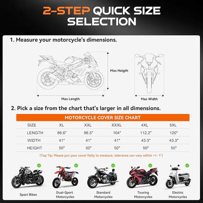 Motorcycle Cover Waterproof Outdoor, 300D Heavy Duty 250cc, UV & Rain Resistant - Image 6