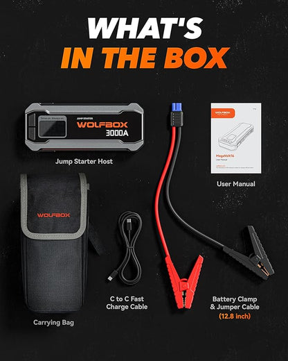WOLFBOX 3000A Jump Starter, 12V Car Battery Jump Starter, 65W Quick Charge - Image 6
