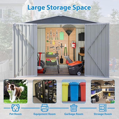 Outdoor Storage Shed, 8X6 FT Metal Garden Shed - Image 5