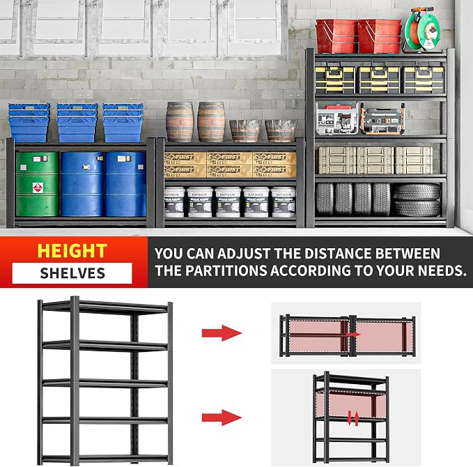Heavy Duty Garage Shelf – 5 Shelf Storage Shelving Rack Organizer - Image 8