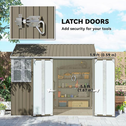 Outsunny 8' x 5.5' Outdoor Storage Shed, Metal Garden Shed - Image 6