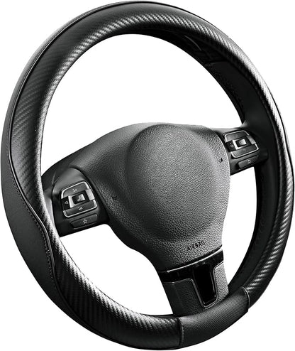 PIC AUTO Steering Wheel Cover, Sports Carbon Fiber and Super Breathable Leather - Image 2