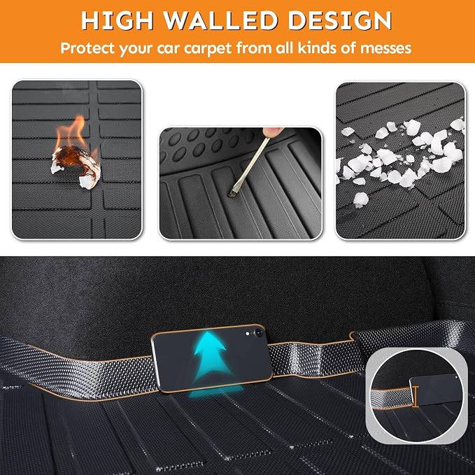 Binmotor-Floor Mats for Ford Fusion 丨for Lincoln MKZ, Front & 2nd Row, TPE All - Image 7