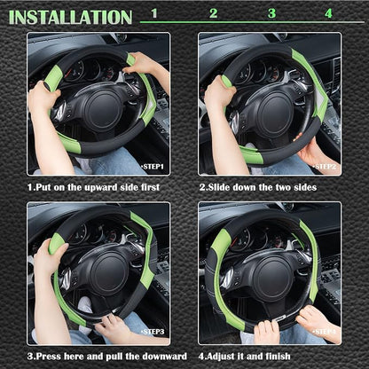 CAR PASS Line Rider Microfiber Leather Sporty Steering Wheel Cover Universal - Image 7