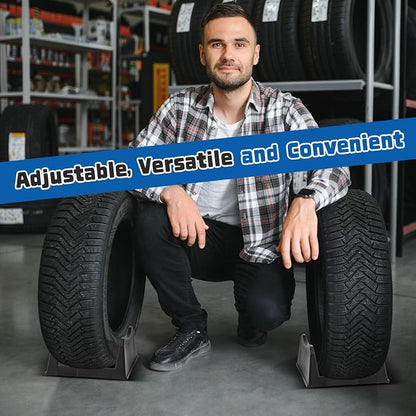 4 Pcs Car Tire Display Stand Wheel Display Rack Adjustable Width Rim Storage - Image 6