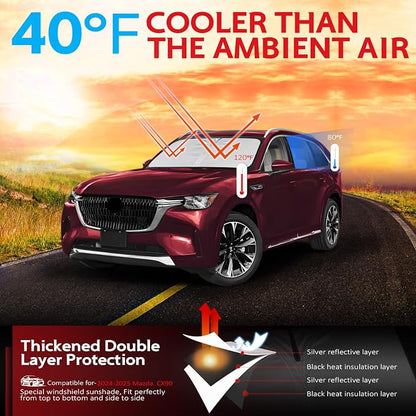 KAYZT Windshield Sun Shade for 2024-2025 2026 Mazda CX-90 CX90 Foldable - Image 2