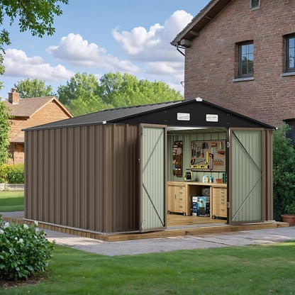 JUMMICO 8 x 10 FT Outdoor Storage Shed, Large Metal Garden Shed & Tool Sheds by JUMMICO